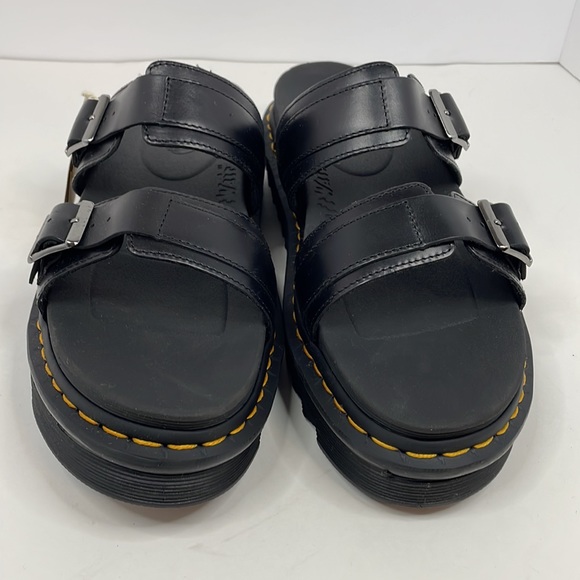 New Men’s Black Dr. Martens Myles Brando Leather Buckle Slide Sandals Size 12 - Picture 2 of 12
